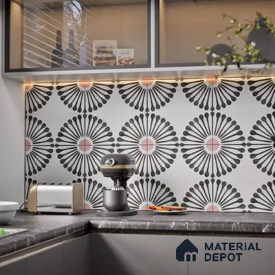 Floral Wall Tile TL 07245 Plana 4002 Granula 1 ft x 1 ft Ceramic Matte Finish - 9 mm  | 2 mm Spacer is Mandatory | Please Expect a Slight Variation of Pattern (Sample)